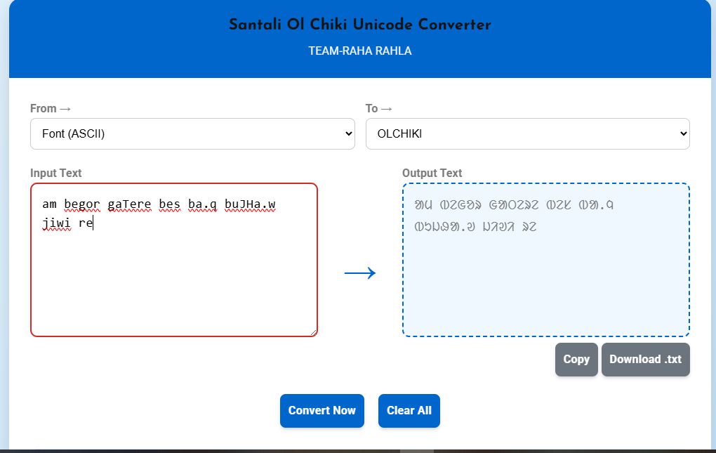 SANTALI OLCHIKI UNICODE CONVERTER